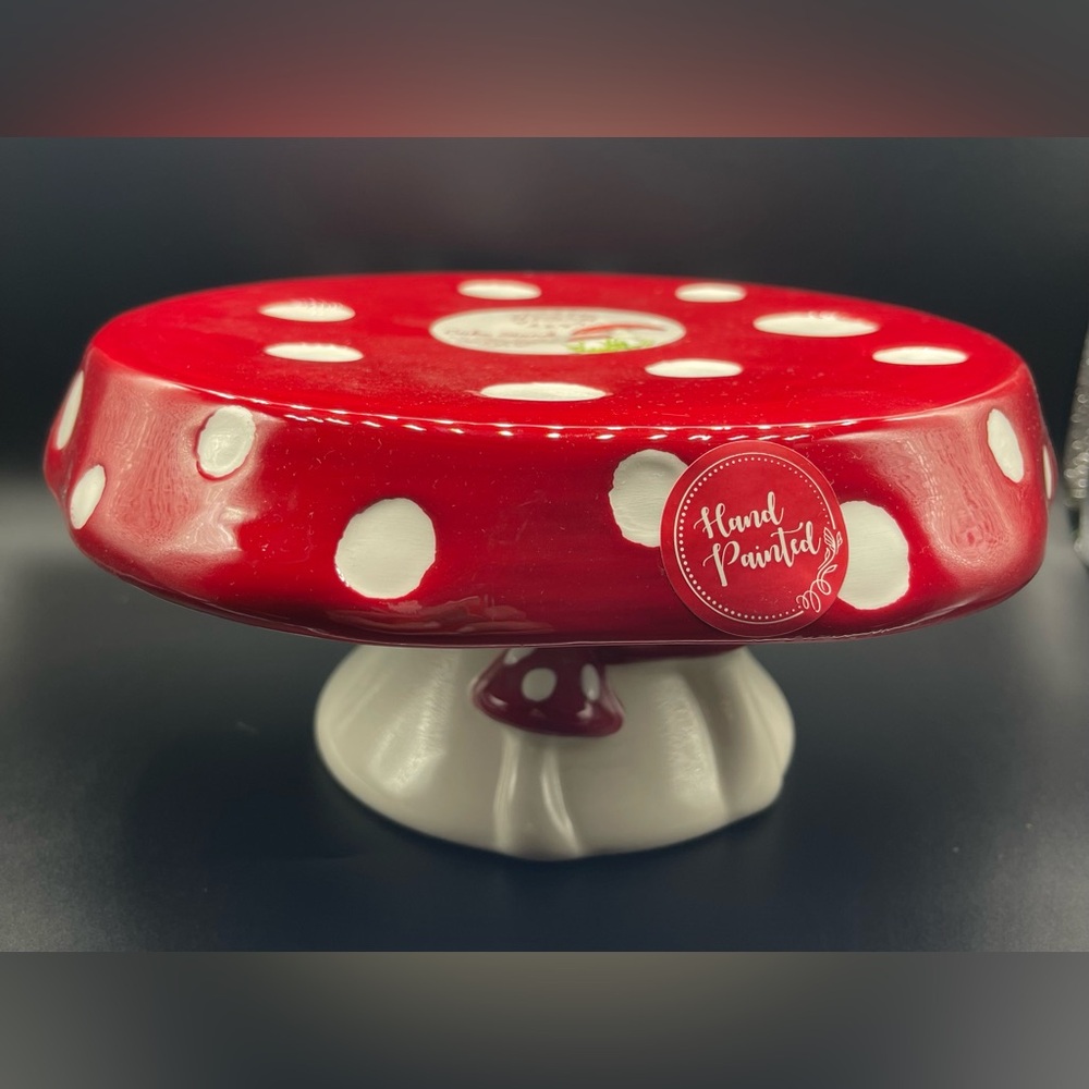 Seeds & Sunshine Cake Stand, Red and White Polka Dot, NWT